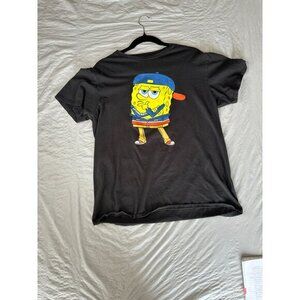Nickelodeon Mens‎ Black Sponge bob T-shirt Large short sleeve cotton graphic